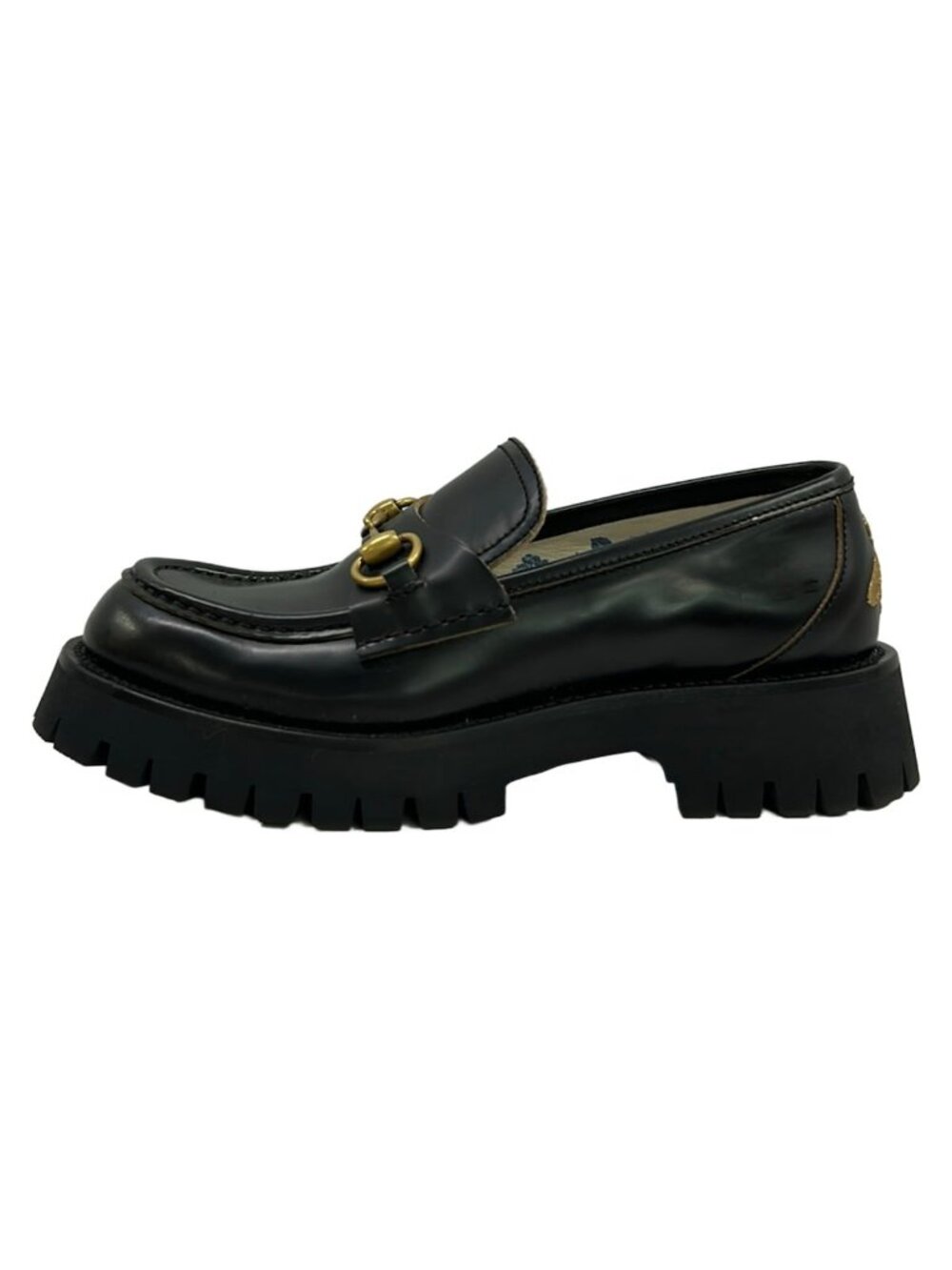 Gucci Loafers Black Horsebit Bee Embroidery Lug Sole Leather